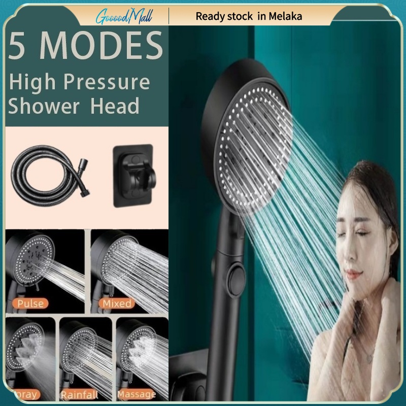 Shower Head High Pressure Bathroom Shower Head Set Black Shopee Malaysia