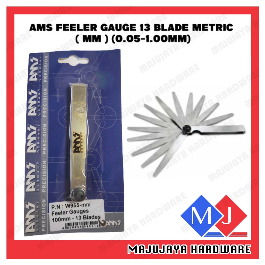 AMS Feeler Gauges 13 Blade Metric (100mm) (0.051.00MM) Gap Filler