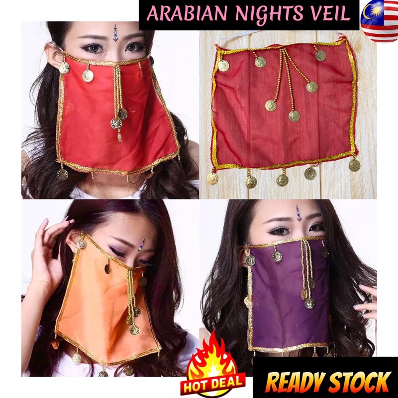 Belly Dance Face Veil. Arabian Nights Mask. Arab Princess Costume