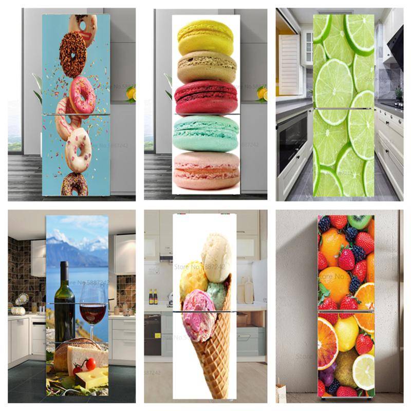 3d Fruit Fridge Door Stickers Vinyl Refrigerator Wallpaper Whole Cover Kitchen SelfAdhesive