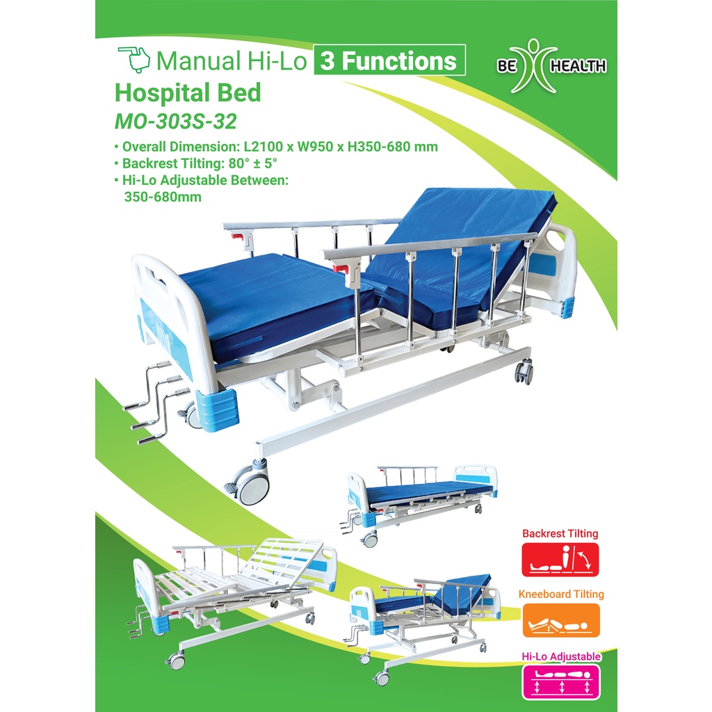 Mobilis Hospital Bed Manual HiLo 3 Functions / Manual Katil Hospital