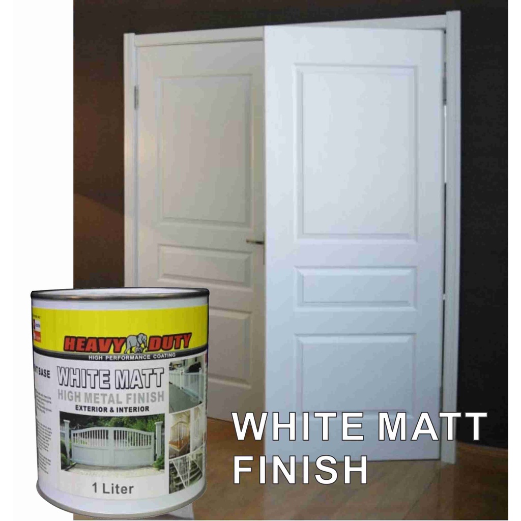 1L ( WHITE MATT ) HEAVY DUTY PainT White SemiGloss (Matt) 1 Liter For