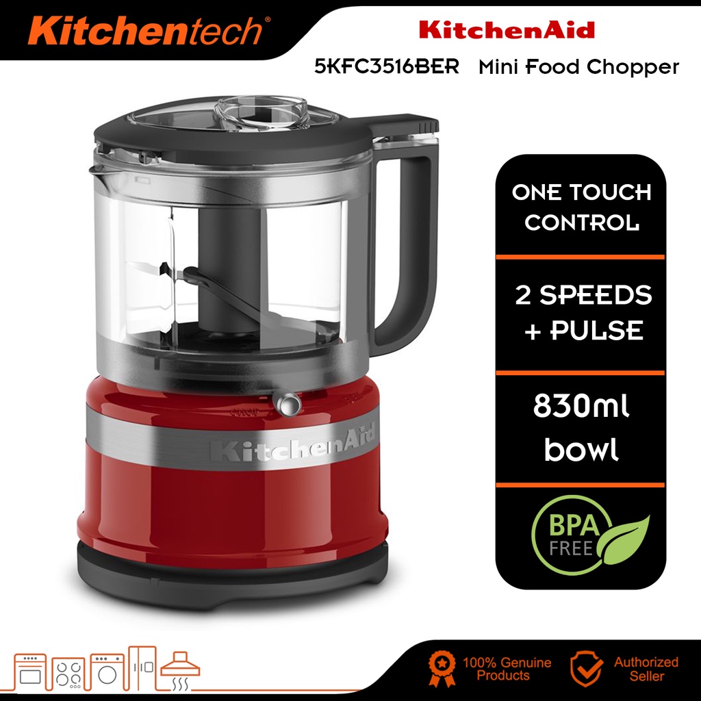 KitchenAid 830ml Mini Food Chopper 2 Speed + Pulse White 5KFC3516BWH