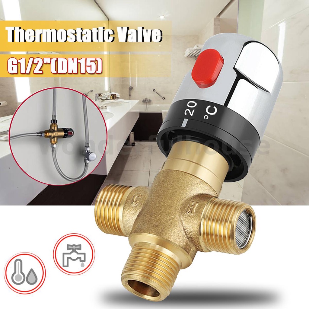Brass G1/2 DN15 Thermostatic Mixing Valve Shower Water Temperature Control Shopee Malaysia