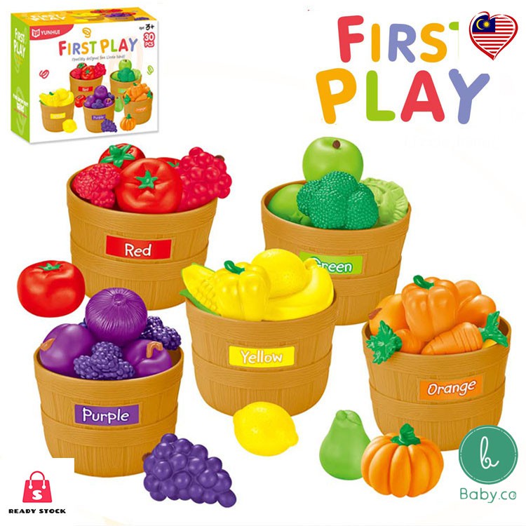 【READY STOCK】FIVE COLOURS FRUIT AND VEGETABLES 5 BUCKETS EARLY LEARNING