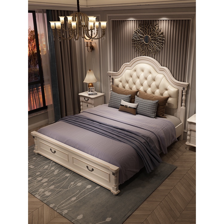 Light Luxury Master Bedroom Bed Frame European Style King Size Bed