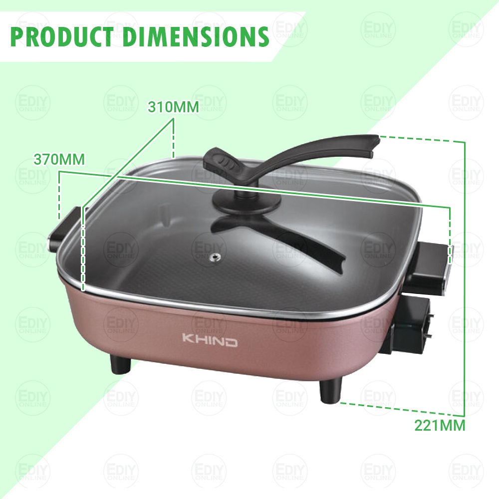 𝐅𝐑𝐄𝐄 𝐆𝐈𝐅𝐓 】KHIND HP7000 Multifunction Electric Skillet 5L Multi Cooker