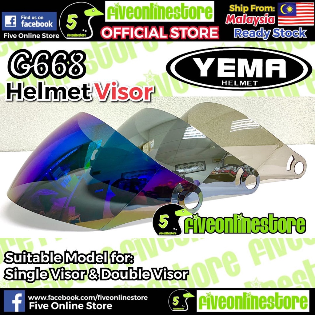 Yema G668 Helmet Visor Single & Double Visor Compatible Day Night Siang