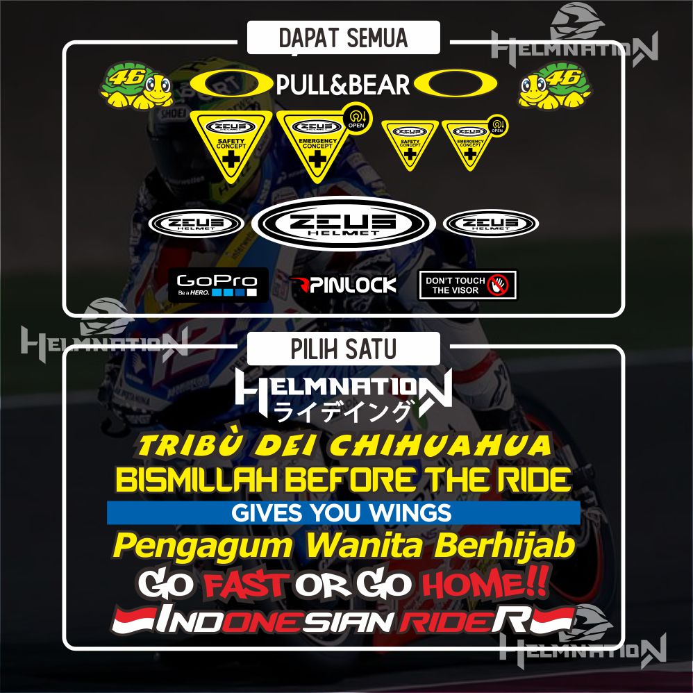Zeus Helmet Visor Sticker Package Full Shopee Malaysia
