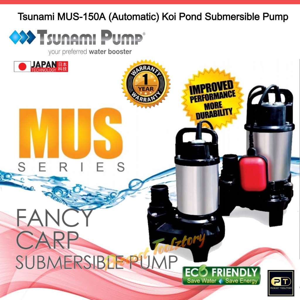 Tsunami MUS150A (Automatic) Koi Pond Submersible Pump PAM KOLAM FISH