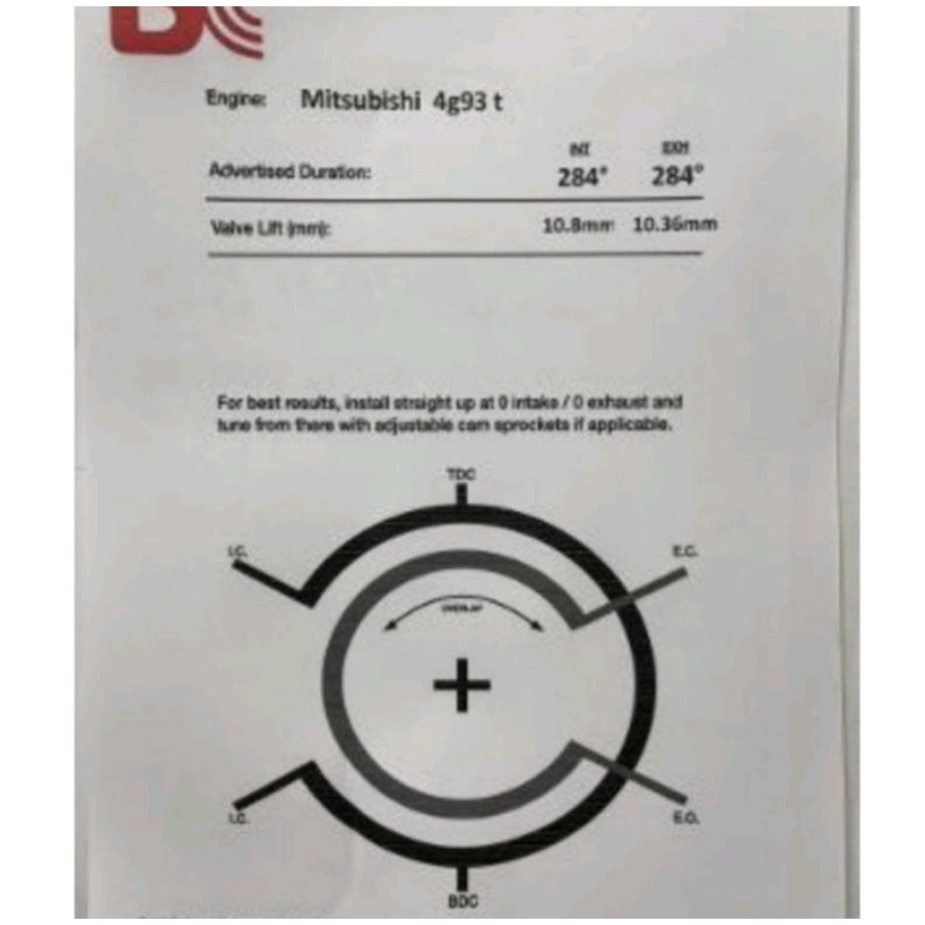 BC Racing Mitsubishi 4G93 DOHC 4G93T GSR Camshaft 270 / 284 / 297