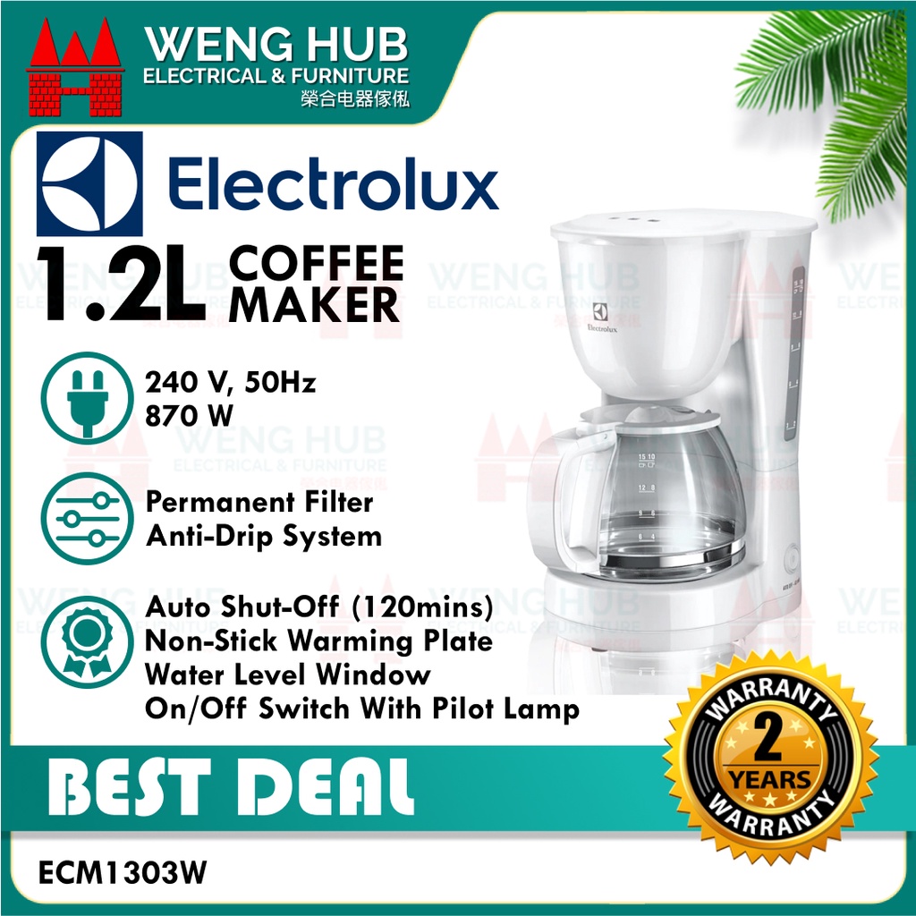 Electrolux EasyLine Coffee Maker ECM1303W Shopee Malaysia