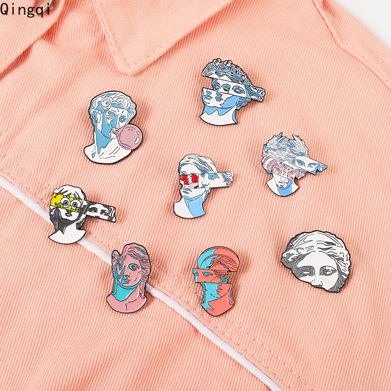 8 Styles Sculpture Enamel Pins Funny Art Brooch Badges Bag Clothes
