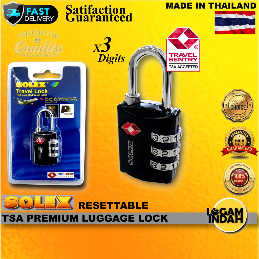 [100 ORIGINAL] SOLEX TSA PREMIUM LUGGAGE LOCK ( MADE IN THAILAND
