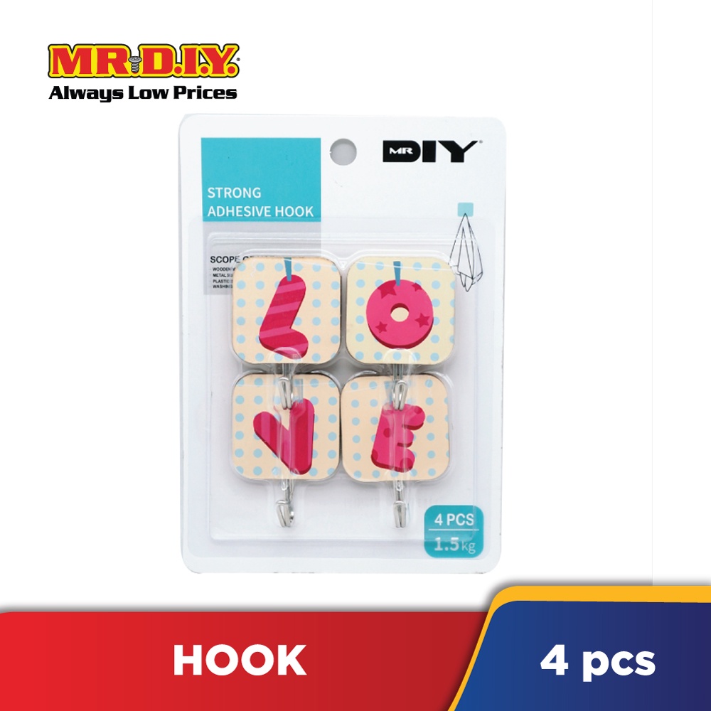 (MR.DIY) Strong Adhesive Hook (4 pieces) Shopee Malaysia