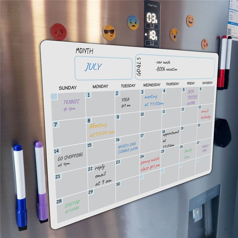 42x30cm Dry Erase Weekly Calendar for Fridge with Stain