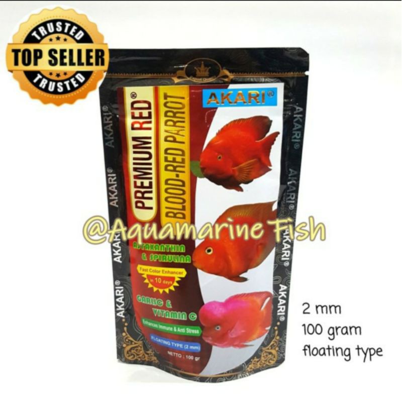 Akari Premium Red Blood Red parrot Fish Feed Pellet parrot oscar