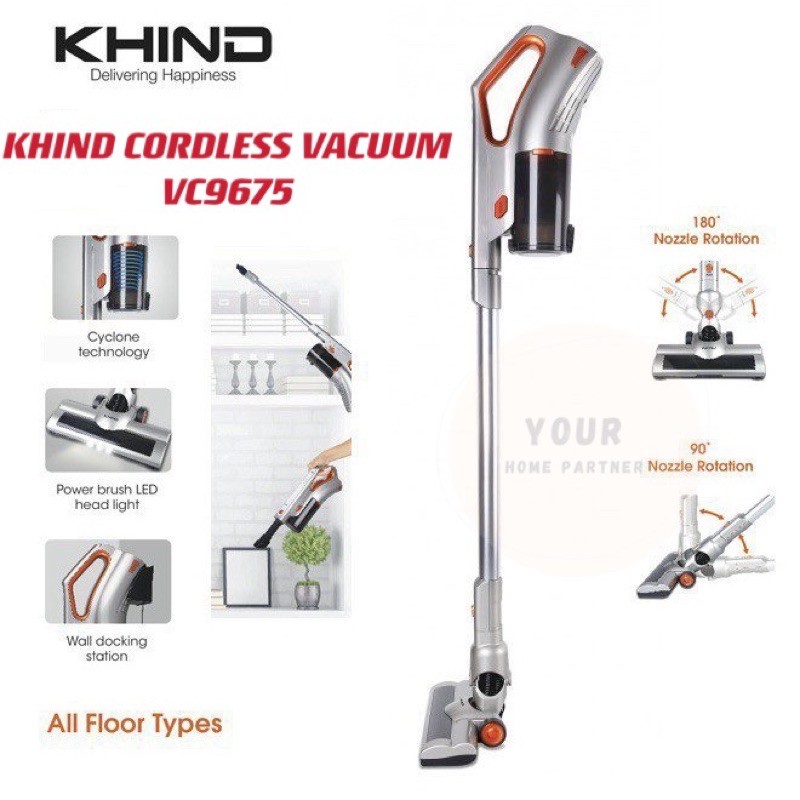 KHIND RECHARGEABLE CORDLESS VACUUM CLEANER VC9000 / VC9675 Shopee