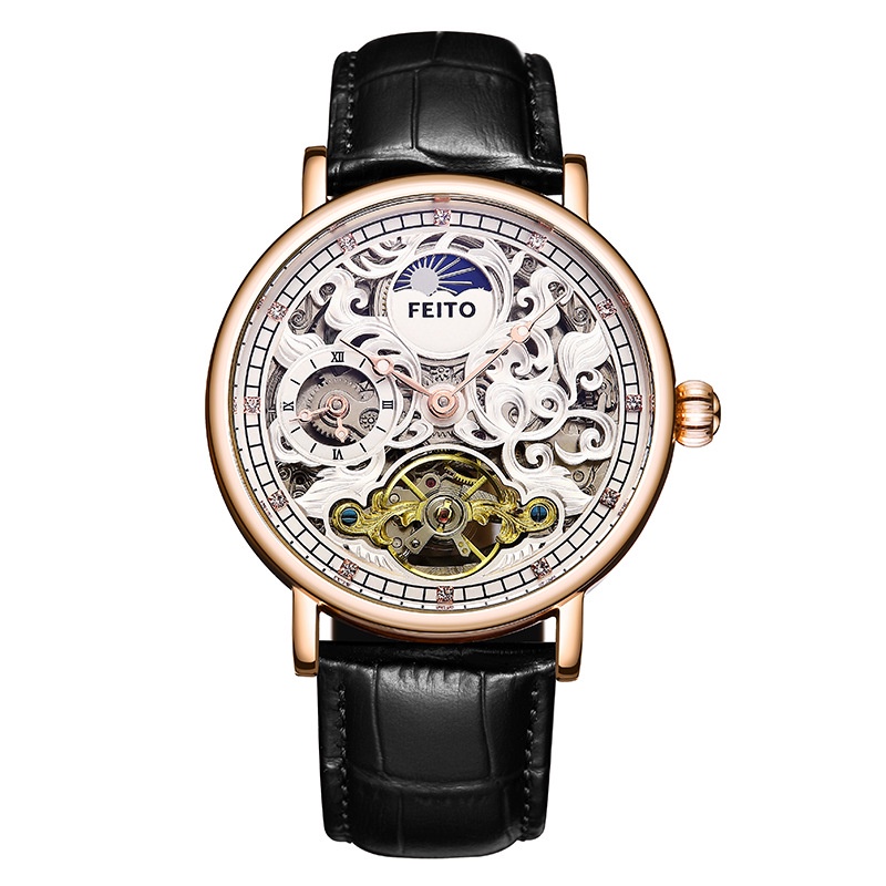 Feito business hollow mechanical watch waterproof men's mechanical