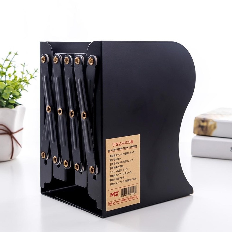 Retractable Foldable Bookends metal book stand Shelf Storage Rack for