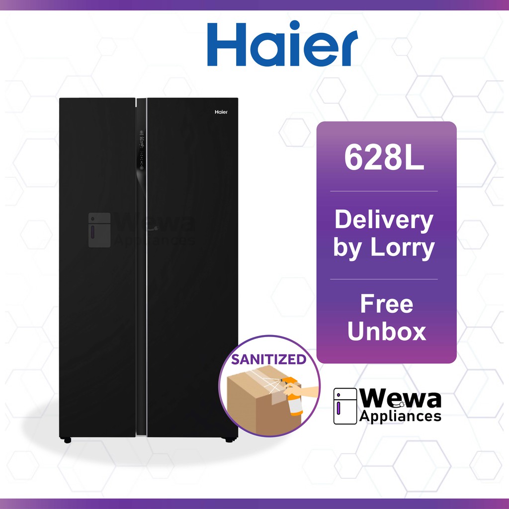 Haier Side By Side Glass Series 628L DC Inverter Refrigerator Peti Ais