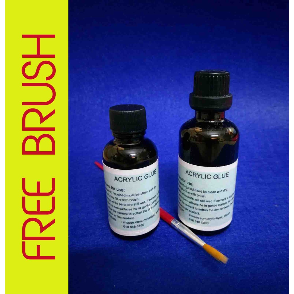 ACRYLIC GLUE /PERSPEX GLUE DENGAN PENUTUP CUSION 15ml , 30ml DAN 50ml