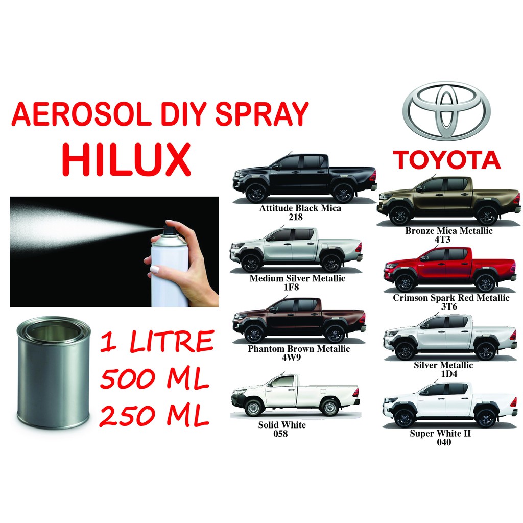 Aerosol Spray 2K Paint/ Car Body Colour Mix 2K Paint TOYOTA HILUX