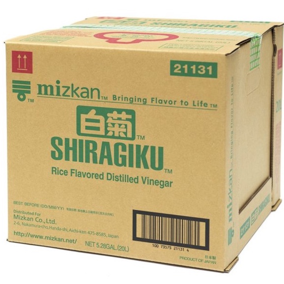 Mizkan Shiragiku 20L Japan Premium Rice Vinegar Sushi Shopee Malaysia