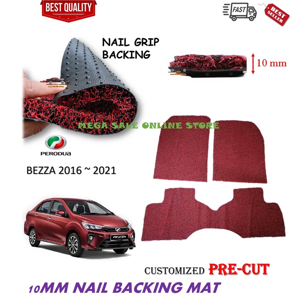 PERODUA BEZZA 2016 2024 CUSTOMIZED CAR COIL FLOOR MAT CARPET NAIL