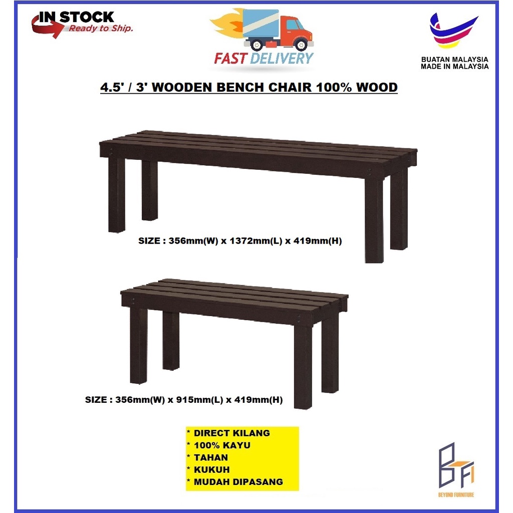 READY STOCK KEDAH Beyond Furniture 3ft/4.5ft Wooden Bench Chair Long
