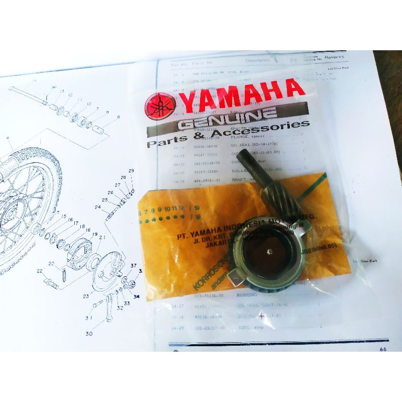 Speedometer Gear DT100 Gearbox Yamaha DT125 kilometer Pineapple Front