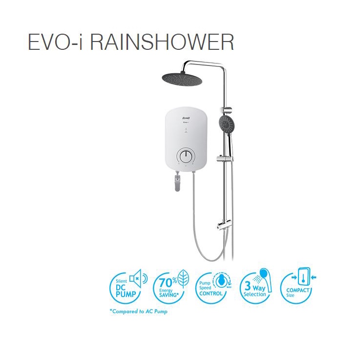 Alpha EVOI DC Pump Instant Water Heater With Rain Shower Set (IVORY