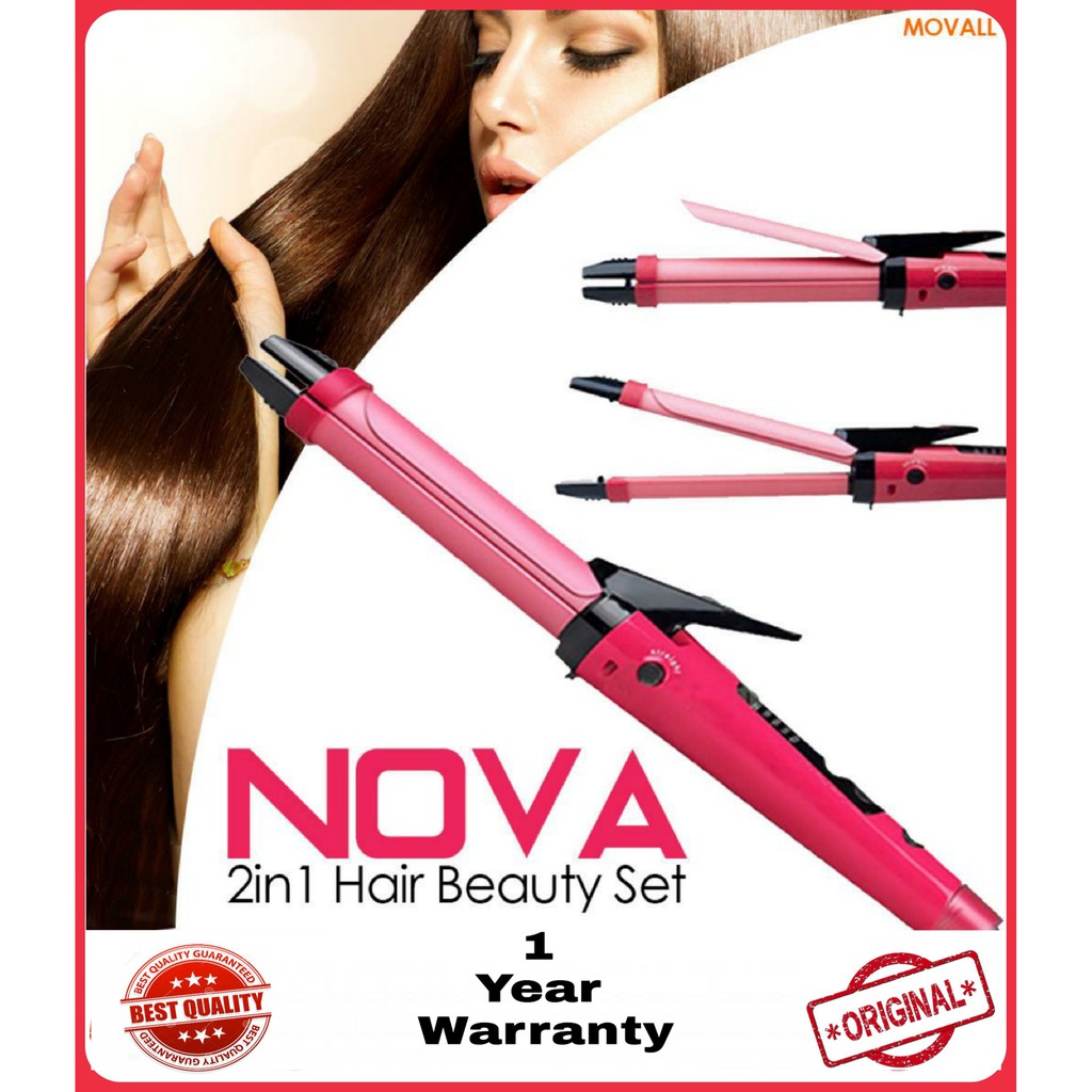 NOVA Original 2 in 1 Hair Beauty Set/Iron Straightener/Curler.(Ready