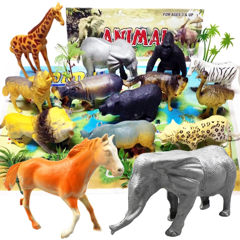 20 Pcs Mini Jungle Animal Toys Set Realistic Wild Plastic Animals