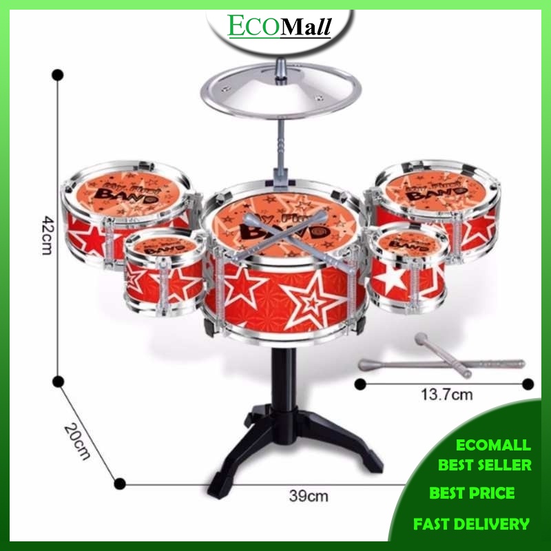 Trendy Jazz Mini Children 5 Drums Drum Set Kids Play Music Toy