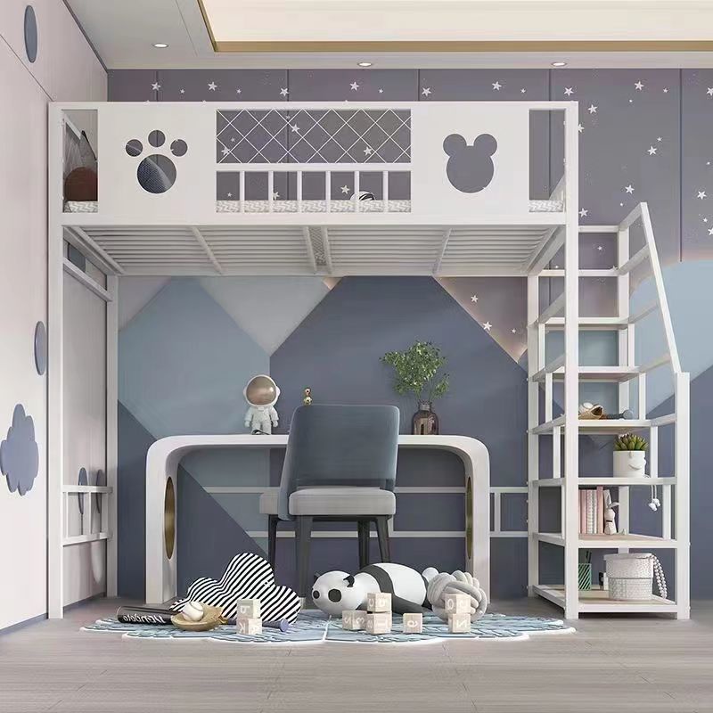 New wrought iron loft bed multifunctional loft bed simple and space