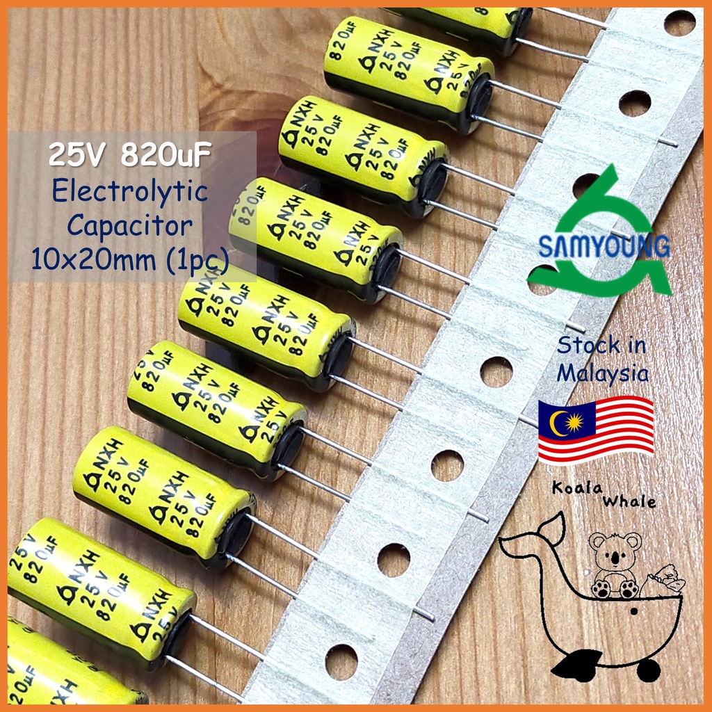 25V 820uF Electrolytic Capacitor Kapasitor Elco Samyoung 10x20mm