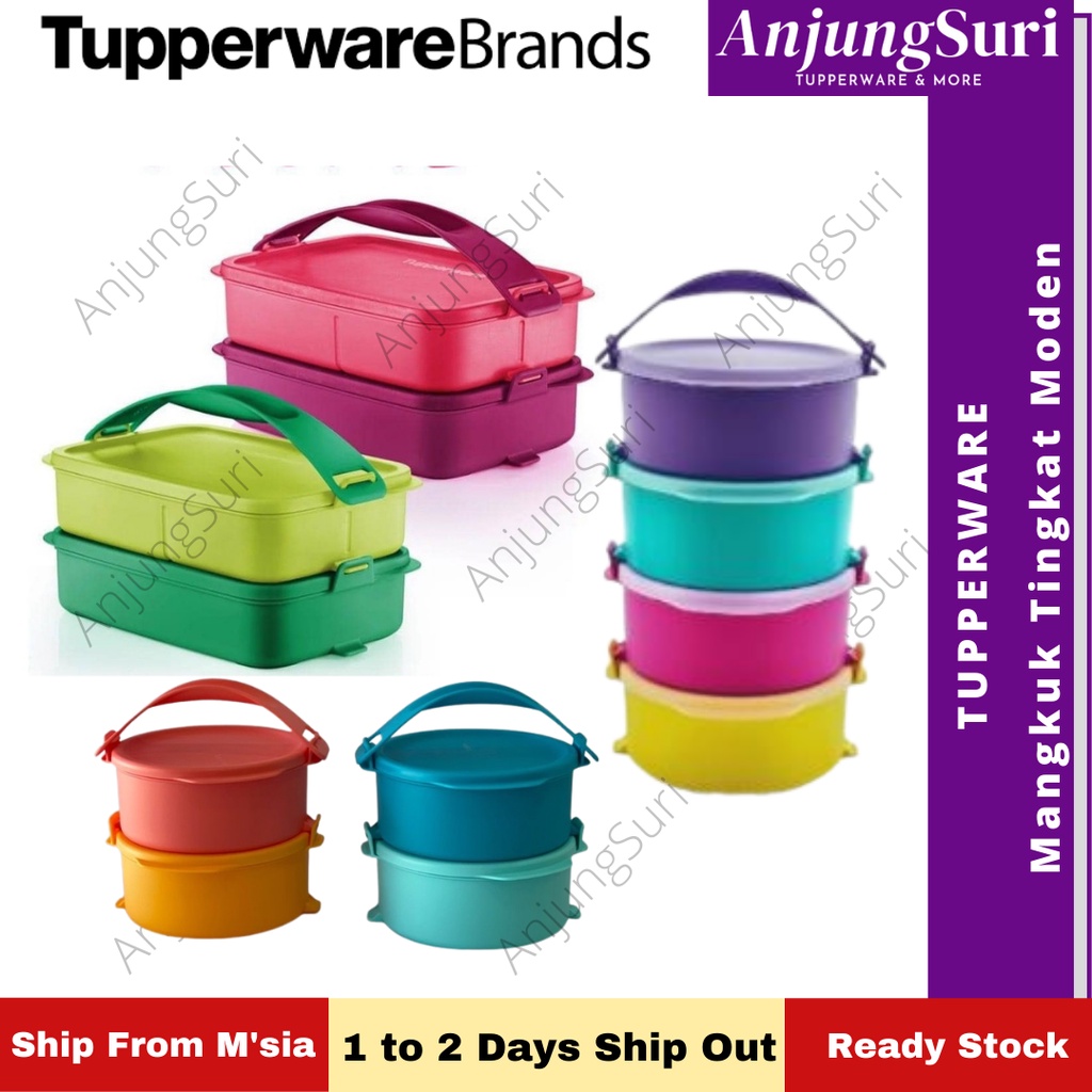 Tupperware Tiffin Set Mangkuk Tingkat Moden Tuperware Click To Go Bekas