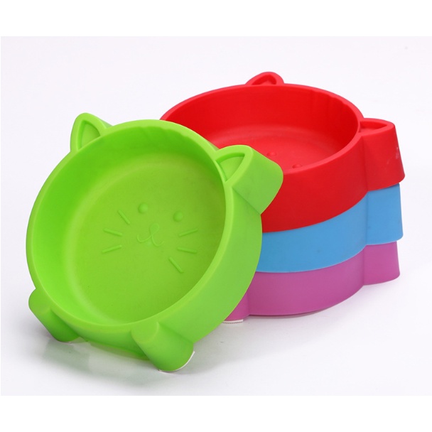 PET FOOD BOWL PLASTIC CAT FACE SINGLE DOUBLE BOWL PET FEEDER Shopee