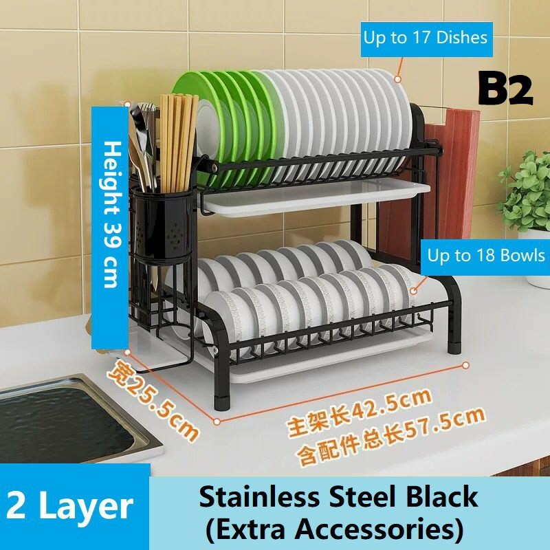 3 Layer Dish Rack Stainless Steel Dish Drainer Rack Kitchen Rack 2