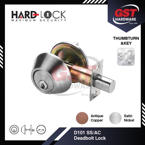 Hard Lock D101 304SS Single Cylinder Deadbolt Lock Door Security Thumb