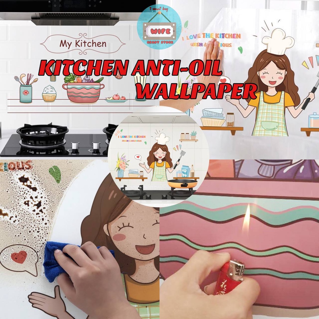 READY STOCK Kitchen oilproof sticker selfadhesive waterproof