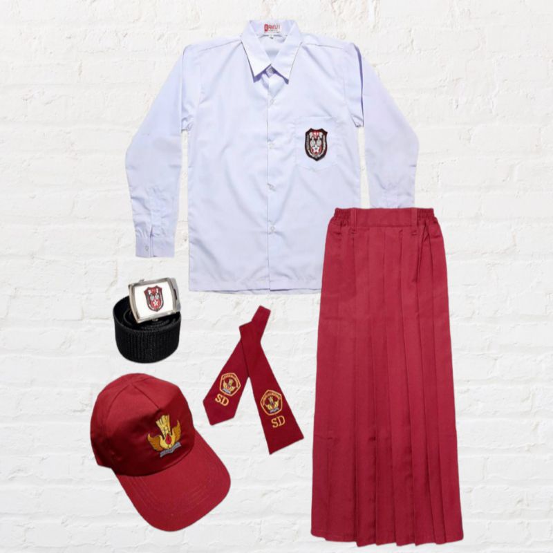 KEMEJA Elementary School Uniform Girls Long Shirt Long Skirt/ SD