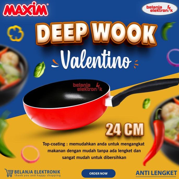 () Maxim VALENTINO DEEP WOK TEFLON 24CM Face TEFLON Fried TEFLON Code 852 Shopee Malaysia