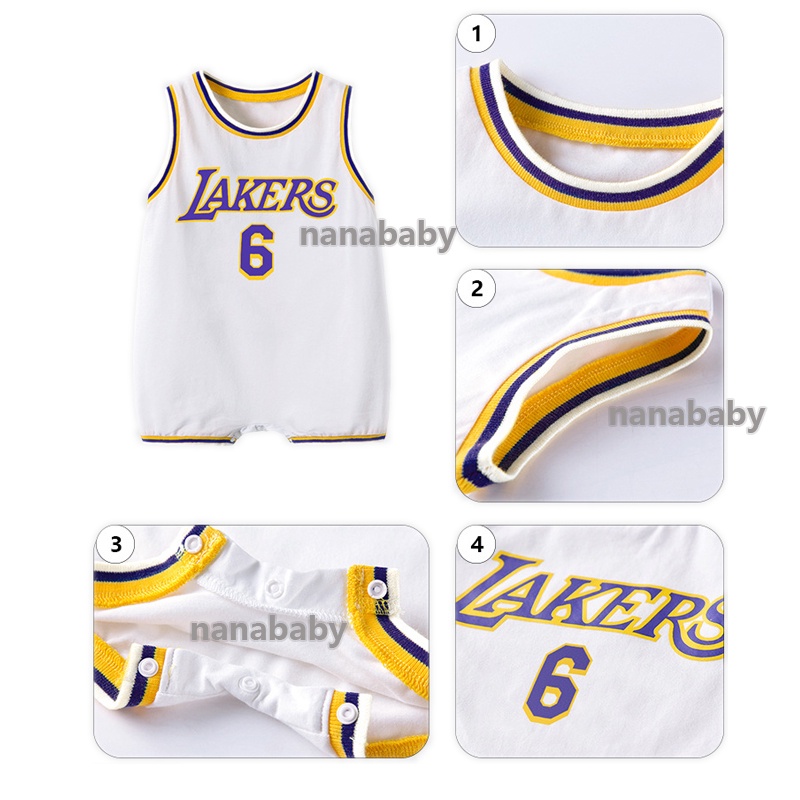 Basketball Them Romper Baby Boy Lakers No.6 Jersey Baby Romper for Boys