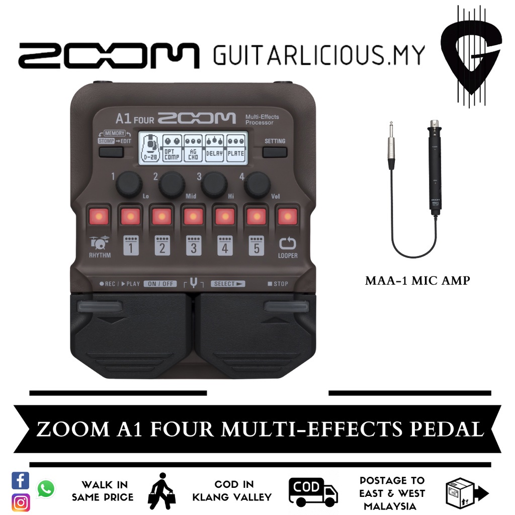 Zoom A1 Four Acoustic Instrument MultiEffect Processor (A14) Shopee