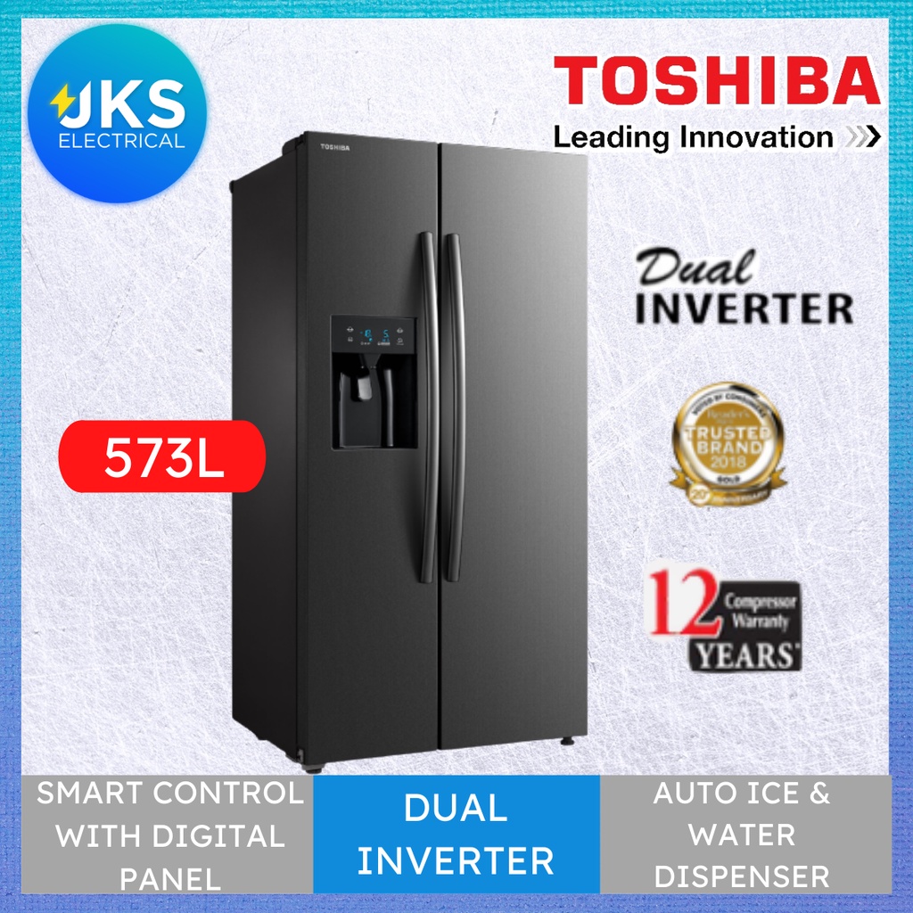 Toshiba 573L Side By Side Dual Inverter Refrigerator GRRS637WEPMY