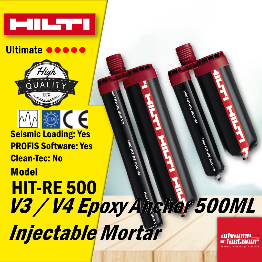 HILTI HIT-RE 500 V3 / V4 Epoxy Anchor 500ML Injectable Mortar | Shopee