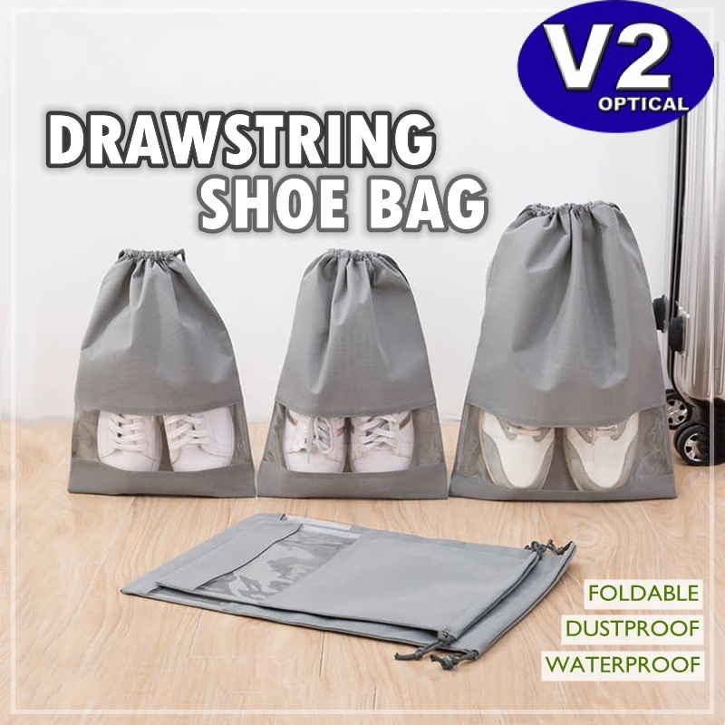 (1 PCS) Non Woven Drawstring Travel Shoe Bag Portable Storage Organizer