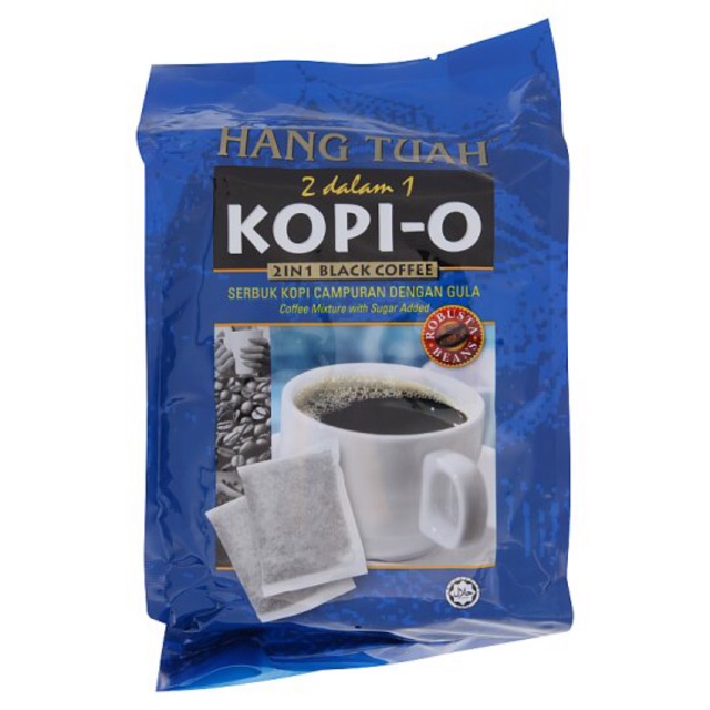 Hang Tuah KopiO 2 in 1 Black Coffee Robusta Beans 20 Sachets x 25g